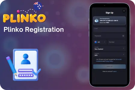 Plinko NZ registration screen for Plinko real money casino account setup