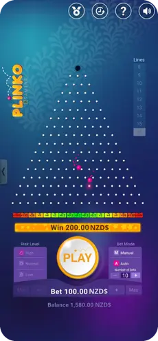 Plinko real money win 200 NZD result in Plinko casino for Plinko NZ New Zealand players